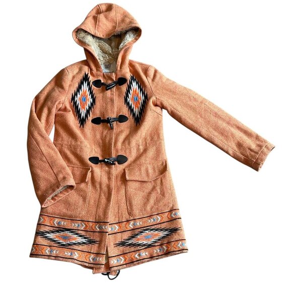 Tasi Malibu Urban Outfitters Orange Embroidered Coat Jacket Sherpa Size Small - Picture 1 of 13